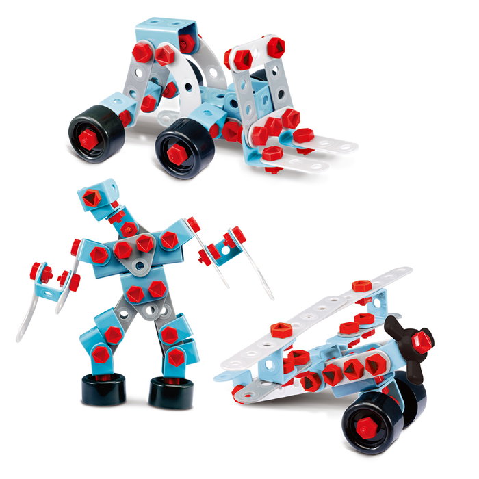 Tachan - Set de Mécanos Construction 208 Pièces avec Destornillador Électrique et Manuel Multilingue - Jeu de Construction en Plastique - À partir de 3 Ans