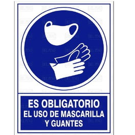 DUVER Panneau de signalisation Obligation Masque et Gants, 345x245mm