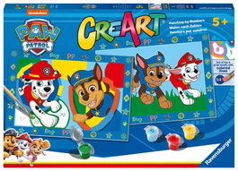 Ravensburger - Jeu CreArt Junior Paw Patrol - Kit Peinture avec 2 Tableaux et 1 Pinceau Ergonomique - À partir de 5 ans