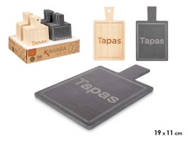 Kinvara Plateau carré bambou et ardoise Tapas 11x19x1 cm noir et bois (Set de 48)