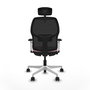 Chaise Alfera Synchrone/Traslack Maille/tissu Rose Maille Noir Structure polyamide blanc Accoudoirs noirs et blancs Appui-tête 2D Roulettes 65mm nylon