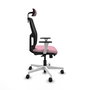 Chaise Alfera Synchrone/Traslack Maille/tissu Rose Maille Noir Structure polyamide blanc Accoudoirs noirs et blancs Appui-tête 2D Roulettes 65mm nylon