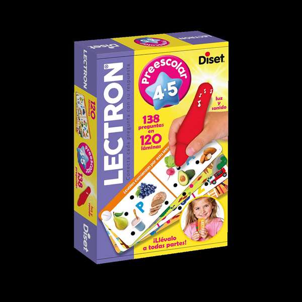 Diset Lectron - Jeu éducatif électronique avec stylet lumineux et sonore pour préscolaire 4-5 ans - 138 questions sur 120 fiches - Version espagnole Diset Lectron - Jeu éducatif électronique avec stylet lumineux et sonore pour préscolaire 4-5 ans - 138 questions sur 120 fiches - Version espagnole