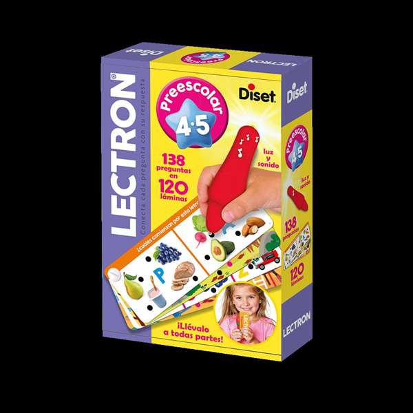 Diset Lectron - Jeu éducatif électronique avec stylet lumineux et sonore pour préscolaire 4-5 ans - 138 questions sur 120 fiches - Version espagnole Diset Lectron - Jeu éducatif électronique avec stylet lumineux et sonore pour préscolaire 4-5 ans - 138 questions sur 120 fiches - Version espagnole