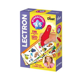 Diset Lectron - Jeu éducatif électronique avec stylet lumineux et sonore pour préscolaire 4-5 ans - 138 questions sur 120 fiches - Version espagnole