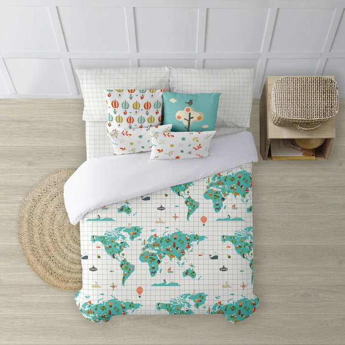 Housse de Couette Kids&Cotton Mapamundi Multicouleur 260 x 240 cm Mappemonde Housse de Couette Kids&Cotton Mapamundi Multicouleur 260 x 240 cm Mappemonde