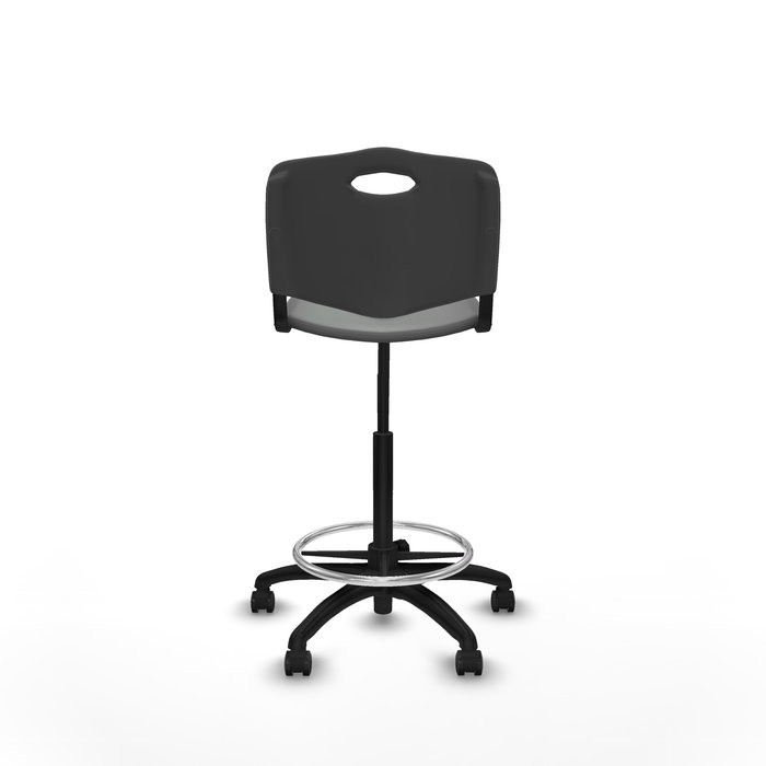 Tabouret Taburete Robledo Pivotant Chlorure de polyvinyle Gris foncé Structure polyamide noire Sans accoudoirs Sans appui-tête Roulettes autofreinées