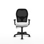 Chaise Alocén Synchrone/Traslack tissu Blanc Maille Noir Structure polyamide noire Accoudoir 1D Sans appui-tête Roulettes en nylon 50 mm