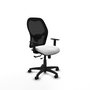Chaise Alocén Synchrone/Traslack tissu Blanc Maille Noir Structure polyamide noire Accoudoir 1D Sans appui-tête Roulettes en nylon 50 mm