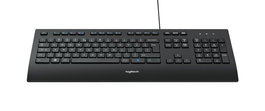 Logitech K280e Clavier USB avec repose-poignets, résistant aux éclaboussures, profil bas et silencieux - Noir (Disposition US)