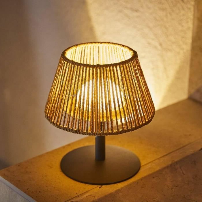 Lumisky Standy Mini Raffy - Lampe de table sans fil en raphia naturel