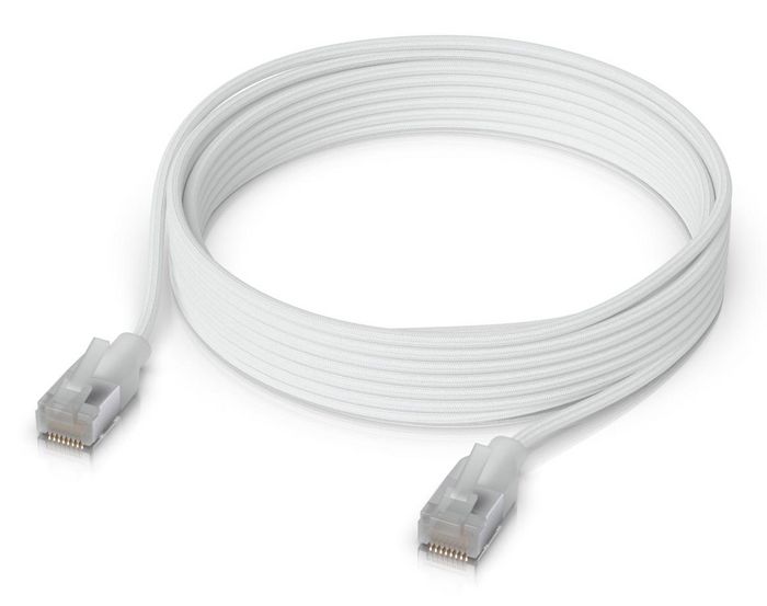 Ubiquiti Câble Ethernet RJ45 Premium Cat 6A Patch 10 GbE PoE++ Tressé Blanc Translucide 5 m