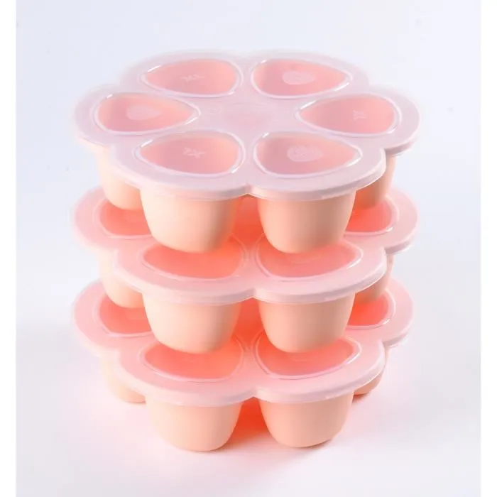 Beaba Multiportions en silicone rose 6x150 ml