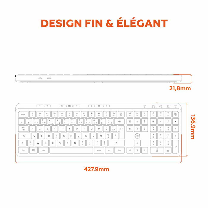 Mobility Lab KP450W Clavier sans fil AZERTY Noir et Gris full-size Mobility Lab KP450W Clavier sans fil AZERTY Noir et Gris full-size