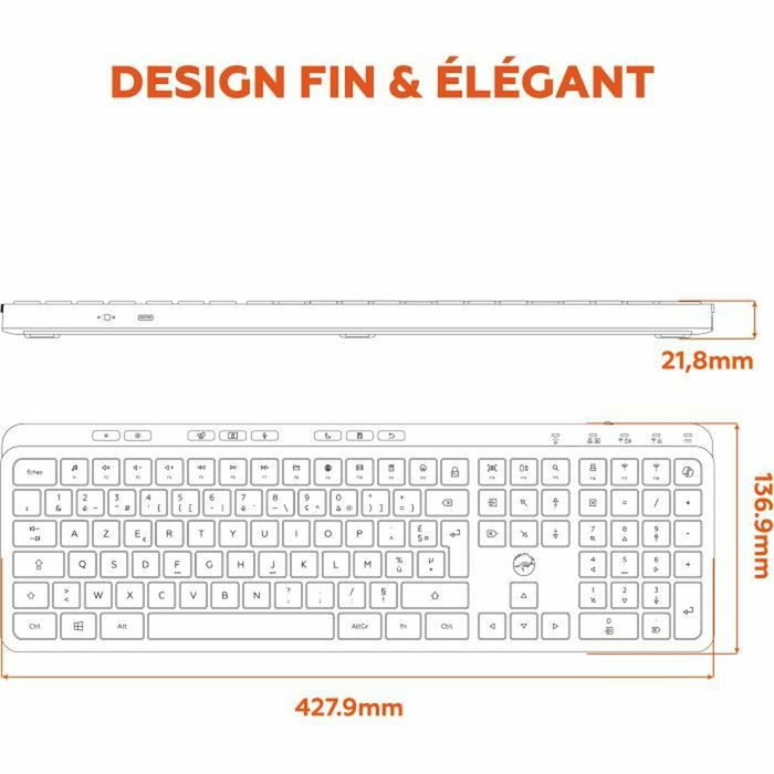 Mobility Lab KP450W Clavier sans fil AZERTY Noir et Gris full-size Mobility Lab KP450W Clavier sans fil AZERTY Noir et Gris full-size