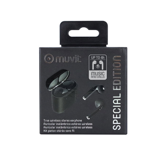 Muvit Muhph0122 Casque Bluetooth Stéréo sans Fil Noir avec Micro et Boîtier de Charge