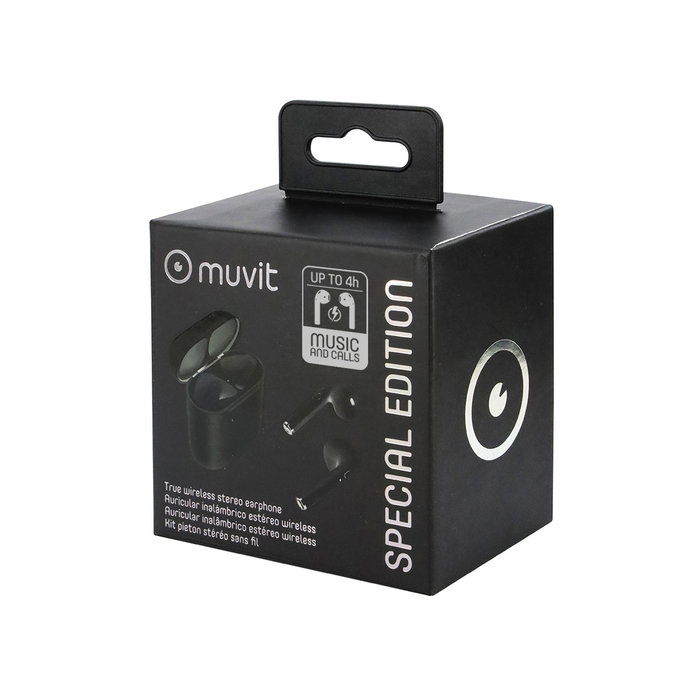 Muvit Muhph0122 Casque Bluetooth Stéréo sans Fil Noir avec Micro et Boîtier de Charge