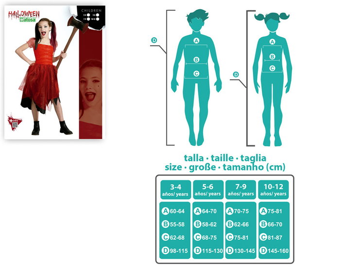 Atosa Disfraz Arlequín Vestido Rojo para Niña Infantil Atosa Disfraz Arlequín Vestido Rojo para Niña Infantil