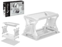 Kinvara Égouttoir Double Hauteur Blanc Plastique PP 46 x 13 x 30 cm