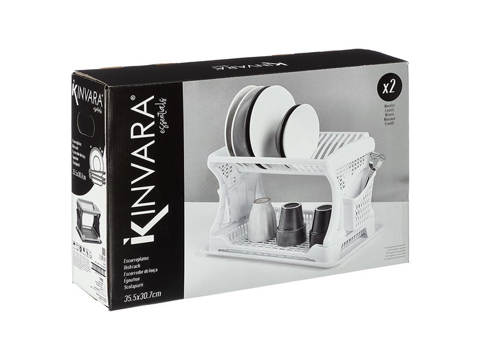 Kinvara Égouttoir Double Hauteur Blanc Plastique PP 46 x 13 x 30 cm Kinvara Égouttoir Double Hauteur Blanc Plastique PP 46 x 13 x 30 cm