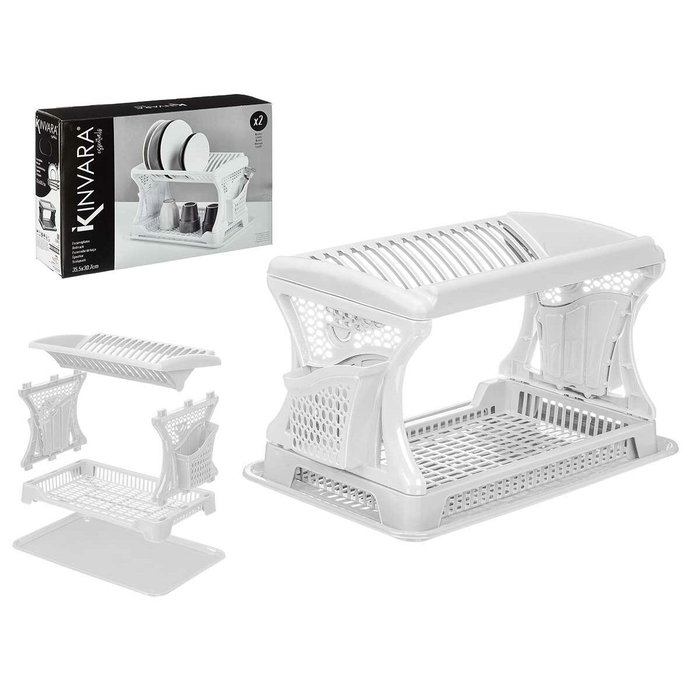 KINVARA Égouttoir à vaisselle double hauteur blanc