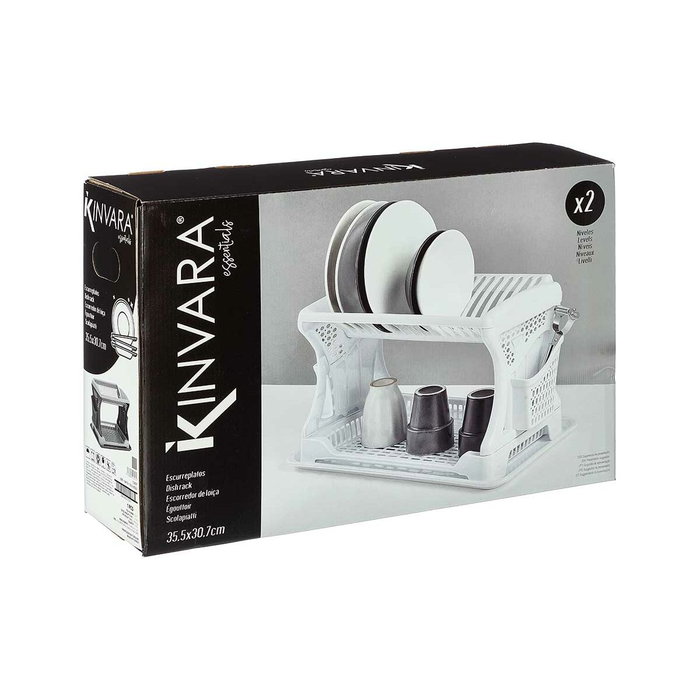 KINVARA Égouttoir à vaisselle double hauteur blanc