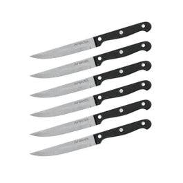 Nirosta Lot de 6 couteaux à steak Mega 21 cm, Noir et Inox