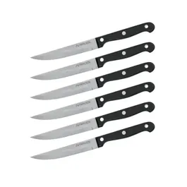 Nirosta Lot de 6 couteaux à steak Mega 21 cm - Acier inoxydable, lame 11.5 cm, manche ergonomique POM pour découpe précise viandes et pizzas