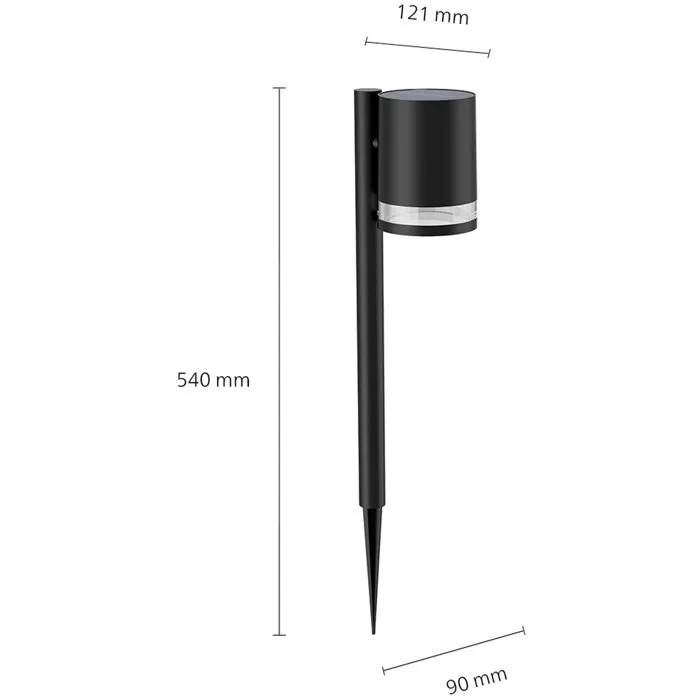 Philips Fyce - Borne Lumineuse Solaire sur Poteau - Noir - Lampadaire Écologique sans Branchement pour Jardin Philips Fyce - Borne Lumineuse Solaire sur Poteau - Noir - Lampadaire Écologique sans Branchement pour Jardin