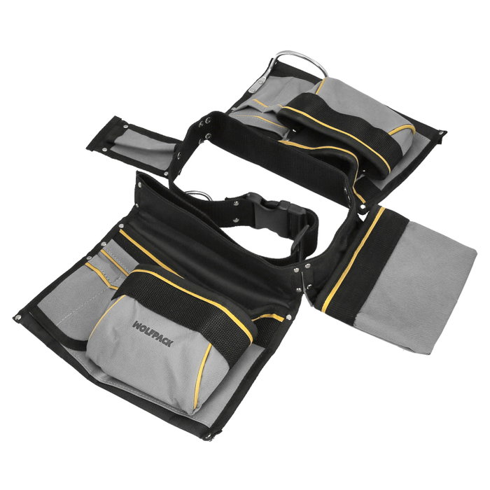 WOLFPACK LINEA PROFESIONAL Sacoche de coffreur double avec ceinture et support marteau WOLFPACK LINEA PROFESIONAL Sacoche de coffreur double avec ceinture et support marteau