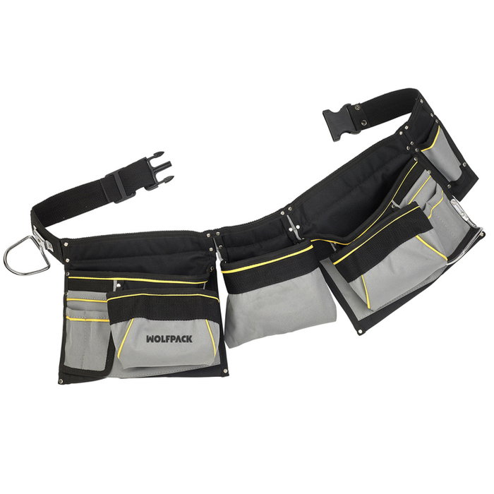 WOLFPACK LINEA PROFESIONAL Sacoche de coffreur double avec ceinture et support marteau WOLFPACK LINEA PROFESIONAL Sacoche de coffreur double avec ceinture et support marteau