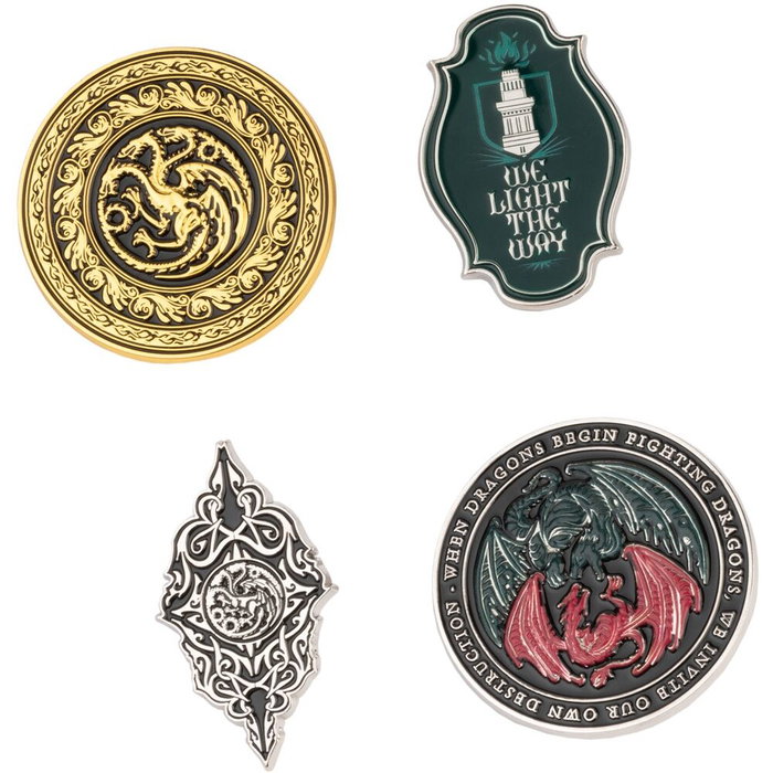 ERIK - Set de 4 badges Game of Thrones - La Maison du Dragon - Pins 2,5x4cm - 4 modèles différents ERIK - Set de 4 badges Game of Thrones - La Maison du Dragon - Pins 2,5x4cm - 4 modèles différents