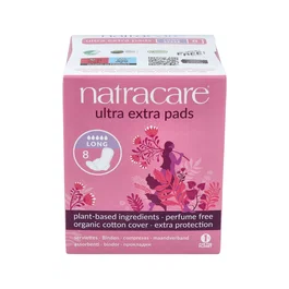 NATRACARE Serviettes Ultra Extra Long avec ailes, 8 unités