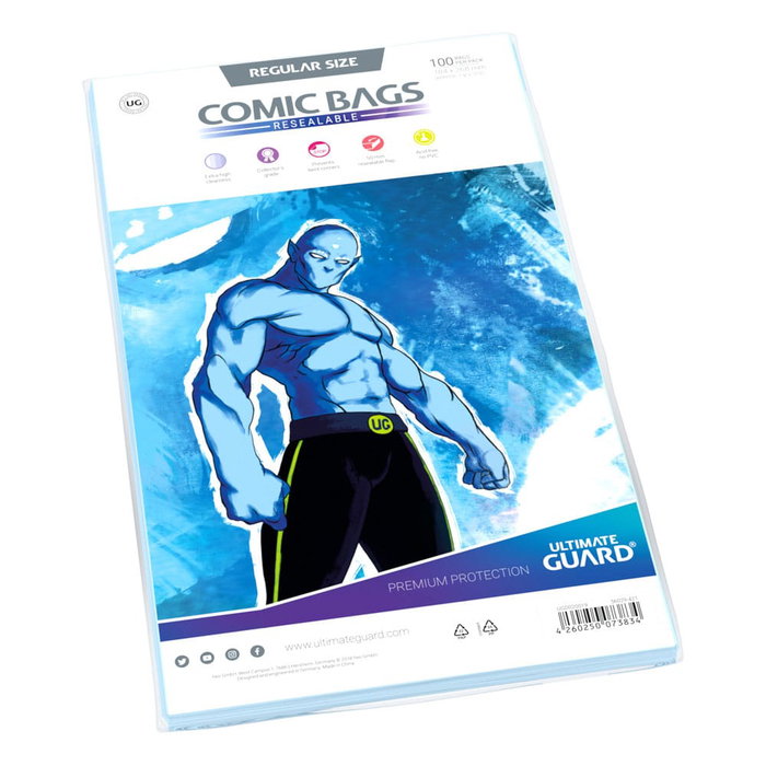 Ultimate Guard Comic Bags Resealable (100) - Regular Size Ultimate Guard Comic Bags Resealable (100) - Regular Size