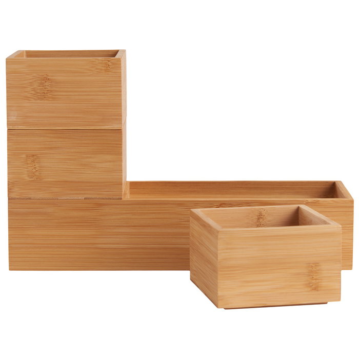 Day Jeu de 4 boîtes de rangement en bambou sans couvercle Day Jeu de 4 boîtes de rangement en bambou sans couvercle