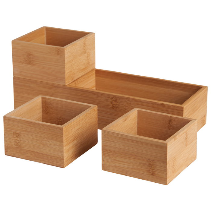 Day Jeu de 4 boîtes de rangement en bambou sans couvercle Day Jeu de 4 boîtes de rangement en bambou sans couvercle