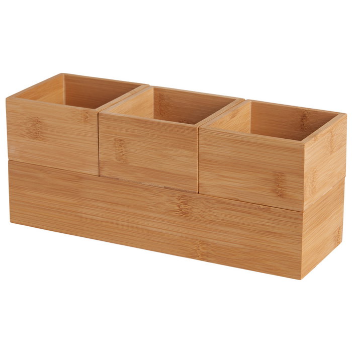 Day Jeu de 4 boîtes de rangement en bambou sans couvercle Day Jeu de 4 boîtes de rangement en bambou sans couvercle