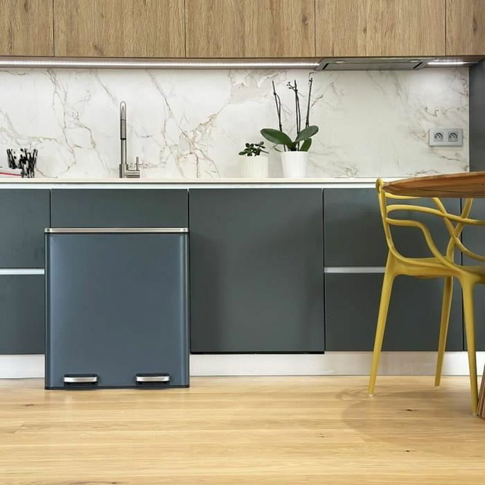 Kitchen Move MAJOR Poubelle de Tri Sélectif 60L (2x30L) Gris Mat Kitchen Move MAJOR Poubelle de Tri Sélectif 60L (2x30L) Gris Mat