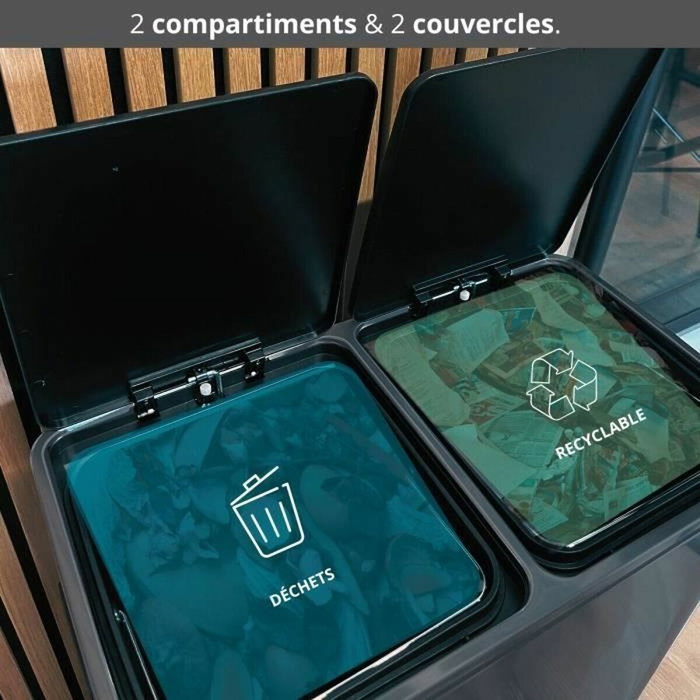 Kitchen Move MAJOR Poubelle de Tri Sélectif 60L (2x30L) Gris Mat Kitchen Move MAJOR Poubelle de Tri Sélectif 60L (2x30L) Gris Mat