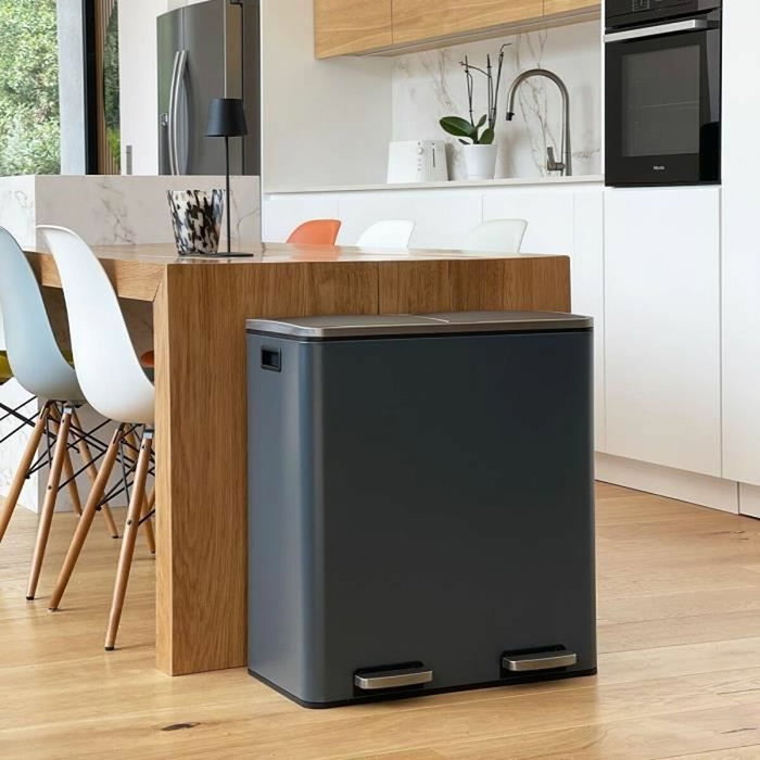 Kitchen Move MAJOR Poubelle de Tri Sélectif 60L (2x30L) Gris Mat Kitchen Move MAJOR Poubelle de Tri Sélectif 60L (2x30L) Gris Mat