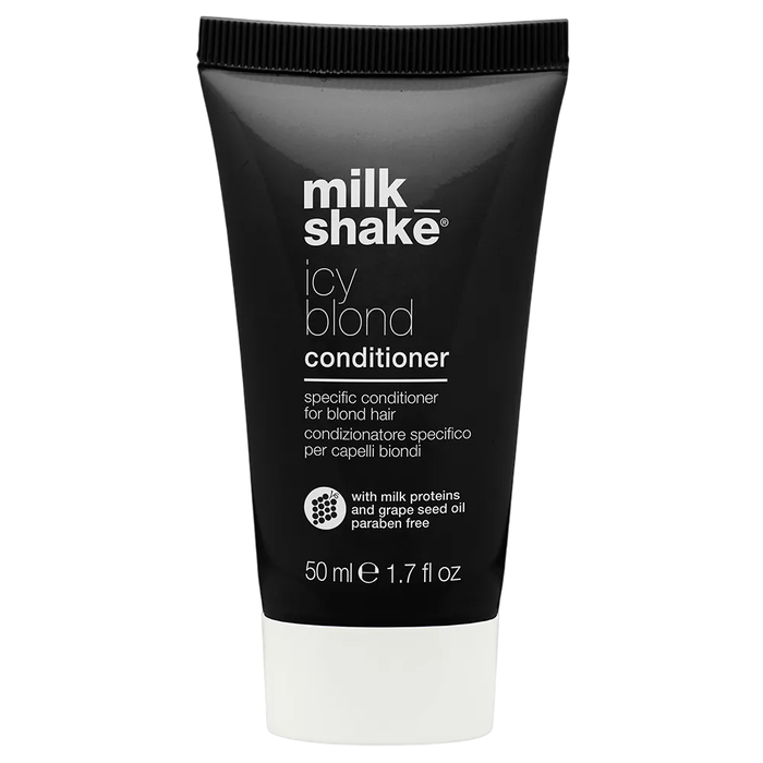 Milk Shake Icy Blond - Après-Shampooing Neutralisant au Protéines de Lait, Neutralise les Tons Jaunes ou Orangés - 50 ml Milk Shake Icy Blond - Après-Shampooing Neutralisant au Protéines de Lait, Neutralise les Tons Jaunes ou Orangés - 50 ml