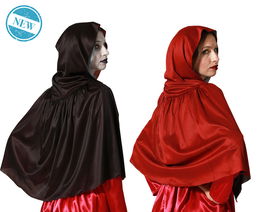 Capuchon réversible avec capuche Rouge et Noir 90 cm pour enfant, déguisement Halloween, Carnaval, école, Vampire, Petit Chaperon Rouge, Magicien