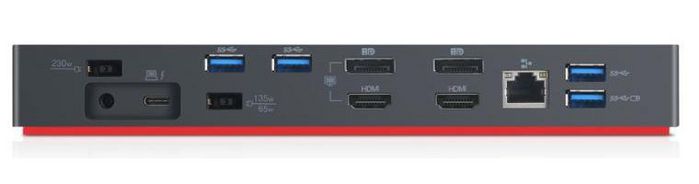 Lenovo Station d'accueil Thunderbolt 3 Gen 2 135W pour ThinkPad - 2x HDMI, 2x DisplayPort, USB-C, 4x USB 3.1, RJ-45, Compatible Windows 10