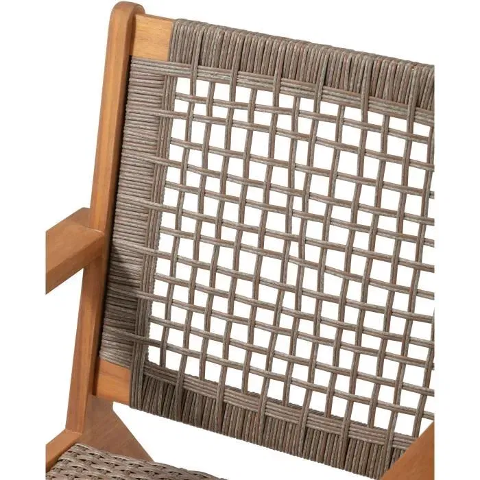 Bora Fauteuil de jardin bas en bois d'acacia FSC et résine tressée, 60 x 76 x 73 cm, élégant et durable pour terrasse