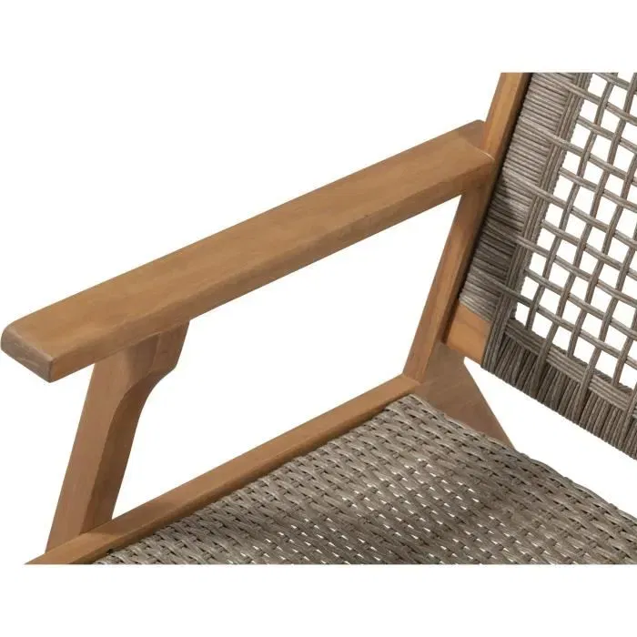 Bora Fauteuil de jardin bas en bois d'acacia FSC et résine tressée, 60 x 76 x 73 cm, élégant et durable pour terrasse
