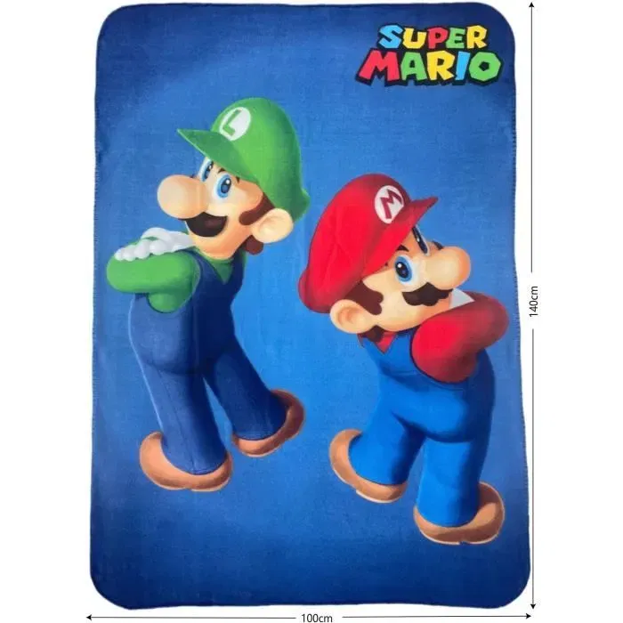 Mario Bros Plaid Polaire 100 x 140 cm - Super Mario et Luigi - Couverture pour Lit, Canapé, Décoration Intérieure Mario Bros Plaid Polaire 100 x 140 cm - Super Mario et Luigi - Couverture pour Lit, Canapé, Décoration Intérieure