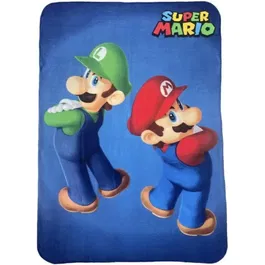 Mario Bros Plaid Polaire 100 x 140 cm - Super Mario et Luigi - Couverture pour Lit, Canapé, Décoration Intérieure