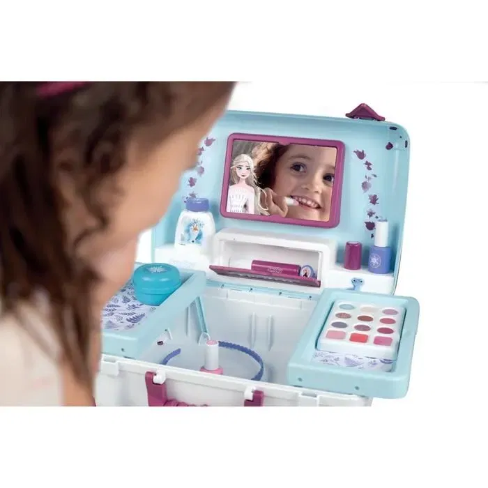 Smoby Valise beauté Reine des Neiges - Coffret de jeu pour enfants avec maquillage, coiffure et onglerie - 13 accessoires factices - Pour enfants dès 3 ans