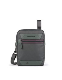 Piquadro Trakai - Sac bandoulière homme en textile recyclé, vert, 27 x 21 x 5 cm