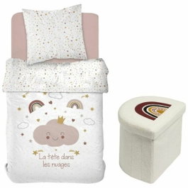 Today Ensemble parure de lit enfant Arc en Ciel et coffre rangement pouf - 140 x 200 cm